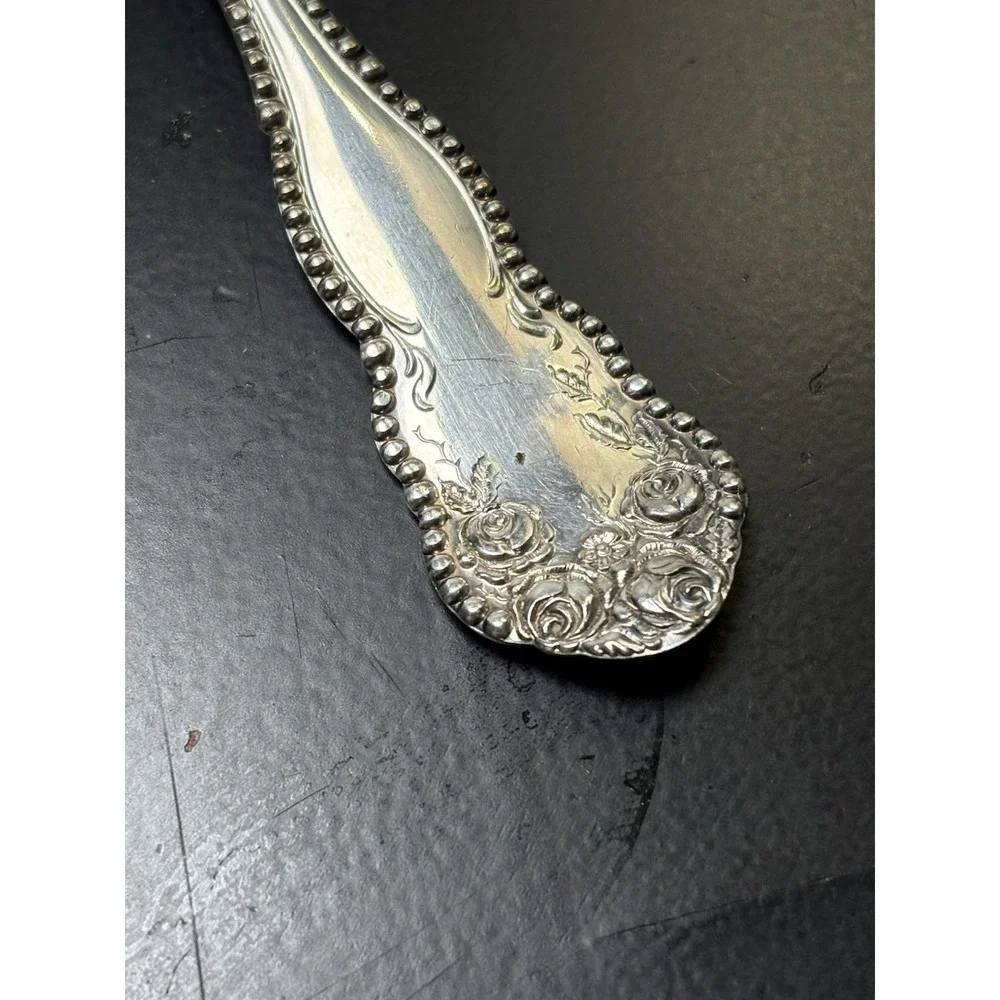 Vintage Ornate Roses ROYAL PLATE Silverplate‎ Serving Fork Meat Fork